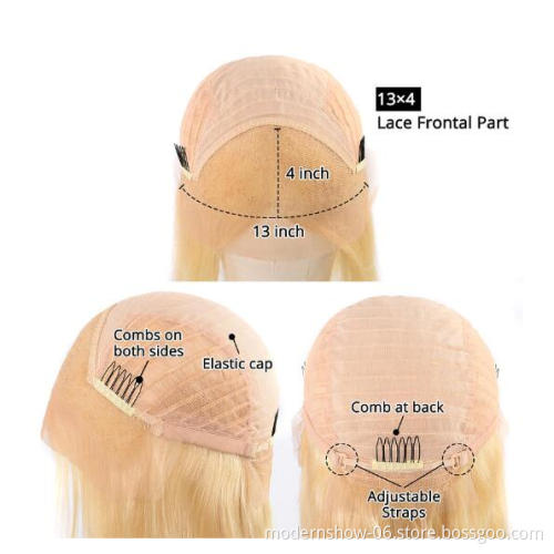 Brazilian Virgin Cuticles Aligned Highlight Blonde 613# Lace Front Closure Straight Virgin Human Hair 613# Lace Frontal